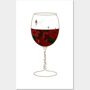 Maroon Wine Glass Posters and Art